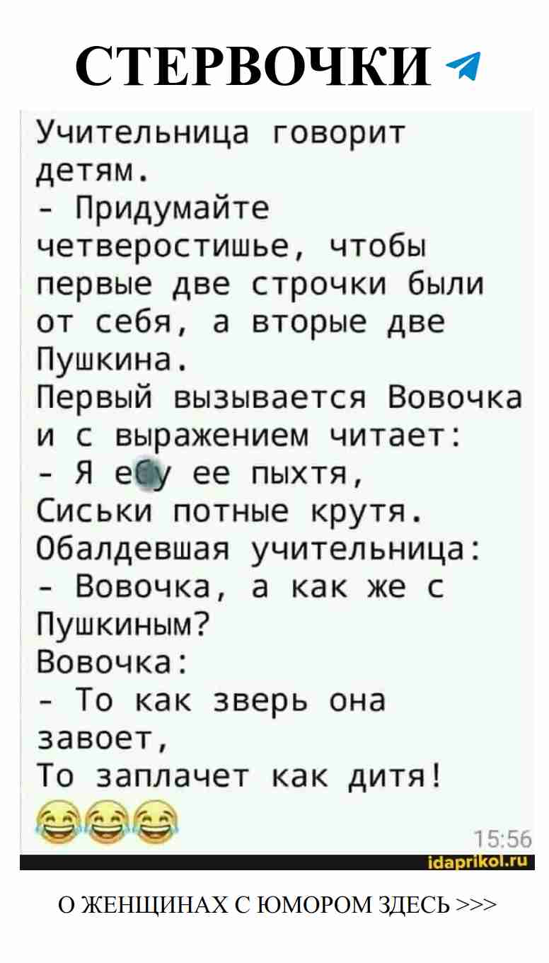 Учительница и Вовочка смешно о любви и Пушкине